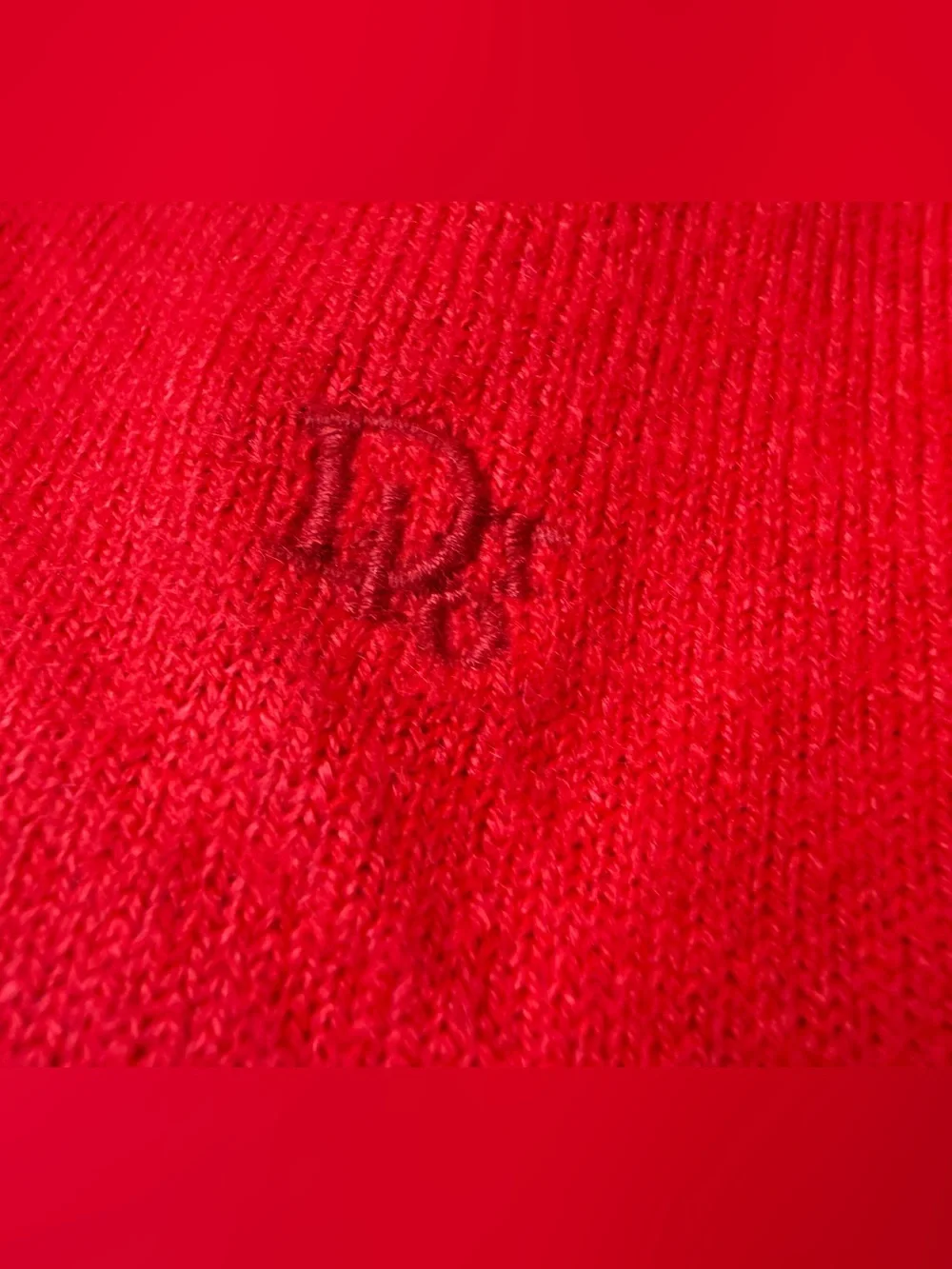 Vintage Christian Dior Orlon Acrylic V-Neck Sweater Men's Sz L red